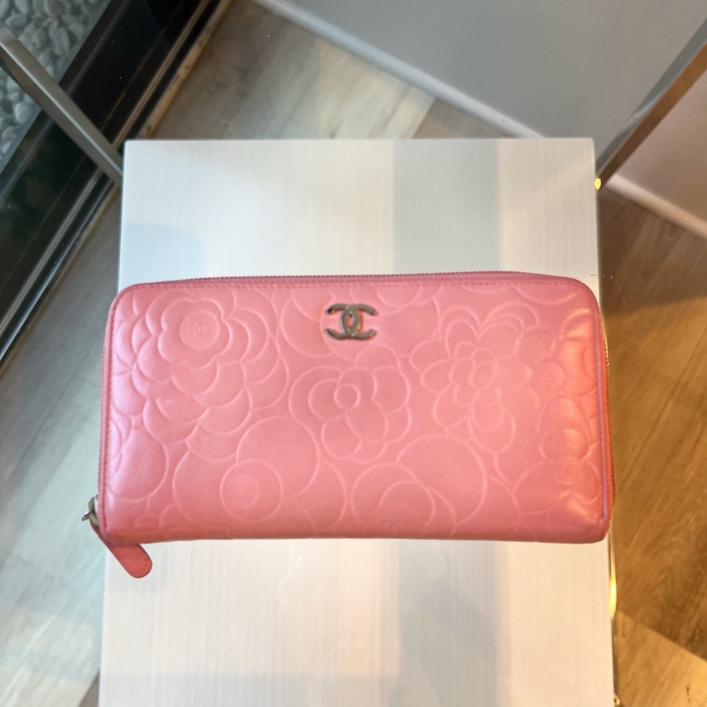Chanel Pink Quilted Wallet with Signature CC Logo